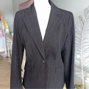 NEW YORK & COMPANY STRETCH Metallic Pinstripe Single Button Blazer| Sz 4